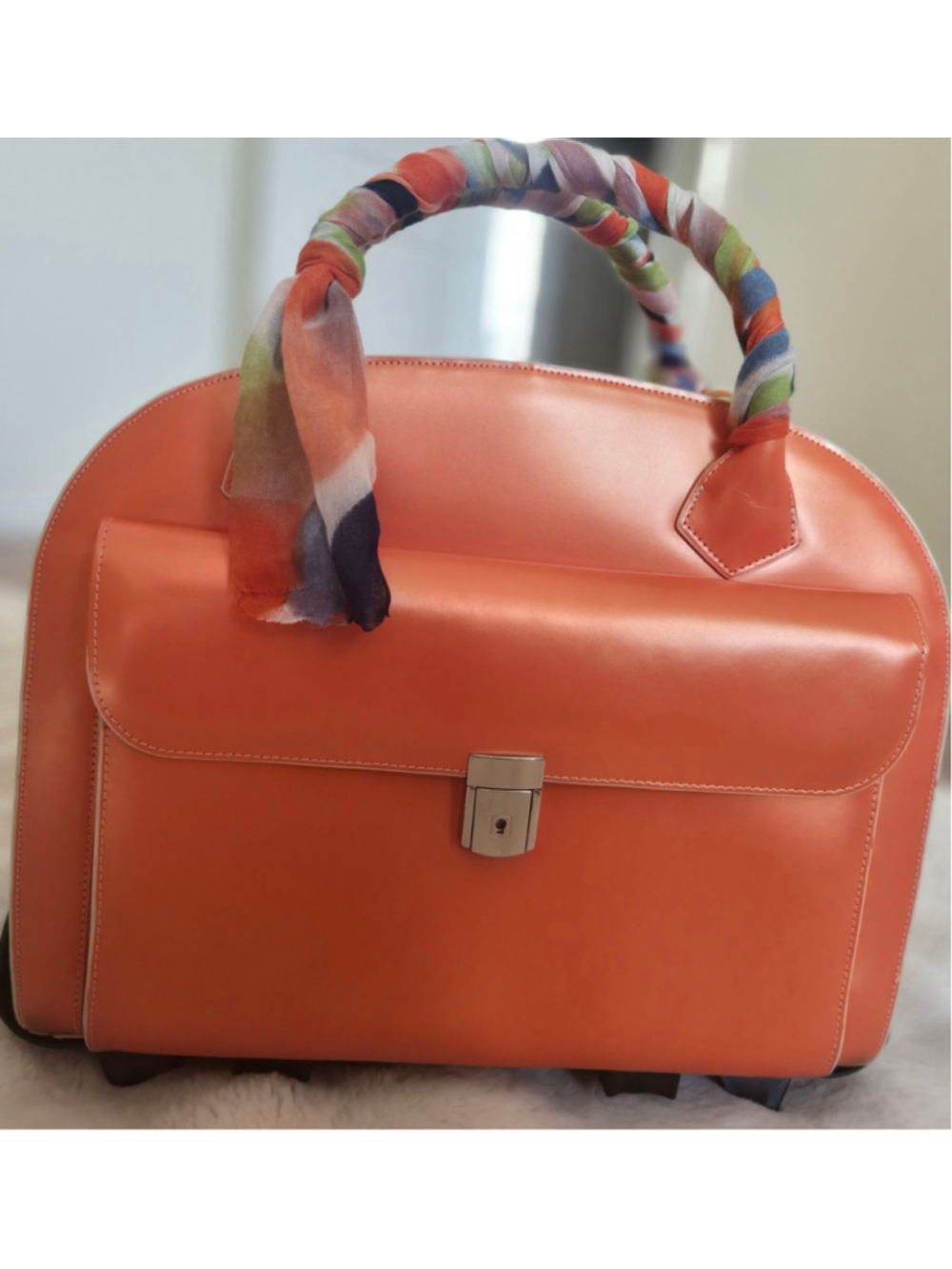 McKlein Roseville Detachable Wheeled Briefcase - Vibrant Orange Leather
